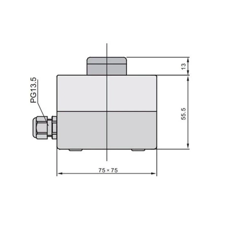 Przełącznik przyciskowy w obudowie 75x75x56mm, ON-(OFF), 1 tor, czerwony