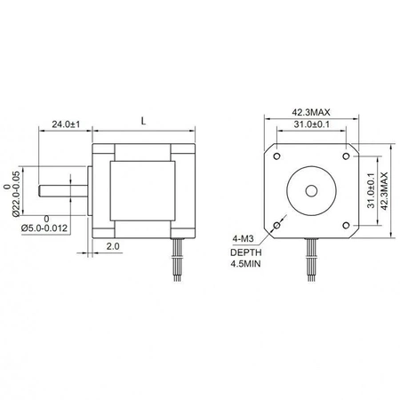 Silnik krokowy 0.8A, 7.5om, 400 krok/obr, unipolarny 6 przewodów, 42HM48-0806