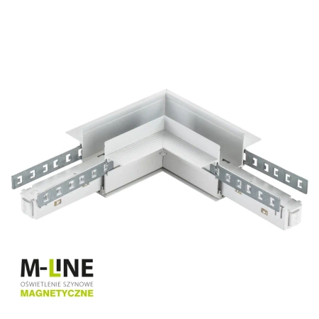 Łącznik kątowy do szyny magnetycznej poziomy podtynkowy biały M-LINE