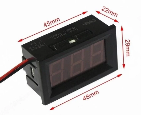 Moduł woltomierza DC 0.56'' LED czerwony w obudowie, DC 5V-30V