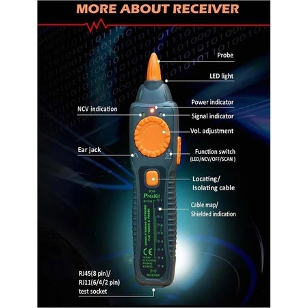 Tester LAN+POE NCV z szukaczem par, Proskit MT-7029