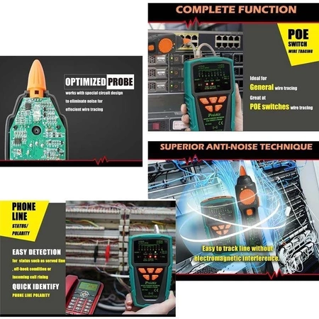 Tester LAN+POE NCV z szukaczem par, Proskit MT-7029
