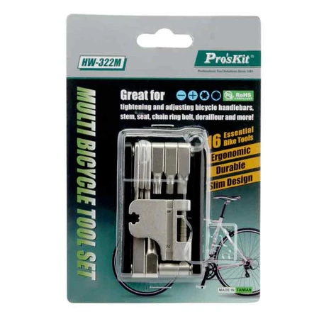 Multiklucz rowerowy 16 narzedzi, imbusy 2-8 mm, Torx T25H, ProsKit HW-322M