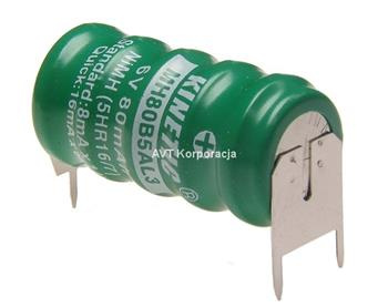 Akumulator NiMH 6.0V 80mAh - 3 piny - do druku - Kinetic MH80B5AL3