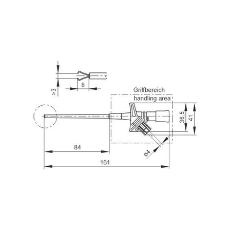 Chwytak pazurkowy 160mm z gniazdem 4mm elastyczny, czarny