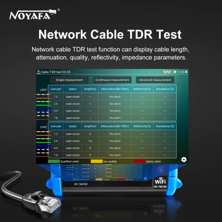 Tester kamer IP i CCTV 4K PoE TDR ekran dotykowy Wi-Fi Noyafa NF-IPC722ATCHS
