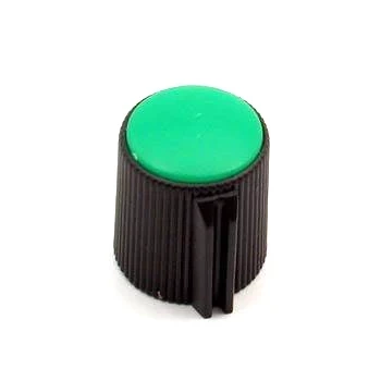 Gałka ze wskaźnikiem do potencjometru na oś 6mm - 13x15mm - czarna, zielony znacznik - GC13