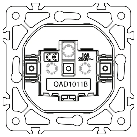 Gniazdo z bolcem uziemiającym, kwadratowe, czarne, podtynkowe, moduł bez ramki, 16 A, QUAD