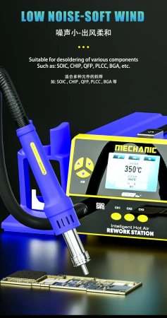 Stacja hot-air 861DW MAX+, rework SMD, cyfrowa kontrola temperatury i przepływu, Mechanic
