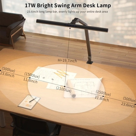 Profesjonalna lampa biurkowa LED 1 ramienna 18W czarna