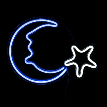 Neon LED "księżyc", dekoracja LED 38x28,5cm zasilanie z baterii lub USB