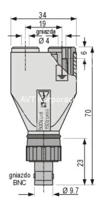 Adapter - gniazdo izolowane BNC 50 / 2x gniazdo bezpieczne 4mm