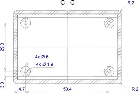 Obudowa 47x66, h=27mm ABS wentylowana jasna, Z94