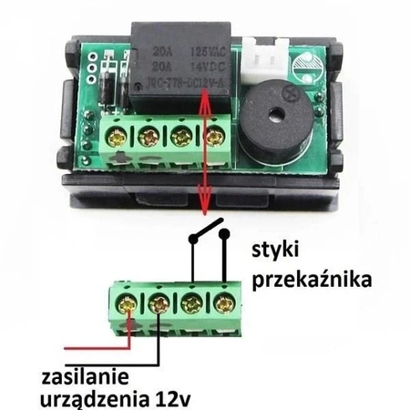 Termostat W2, zakres -50 do 110°C, zasilanie 12 V, wyświetlacz czerwony