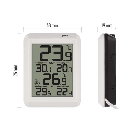 Termometr E0422 z sondą, -40 °C do +60 °C, biały