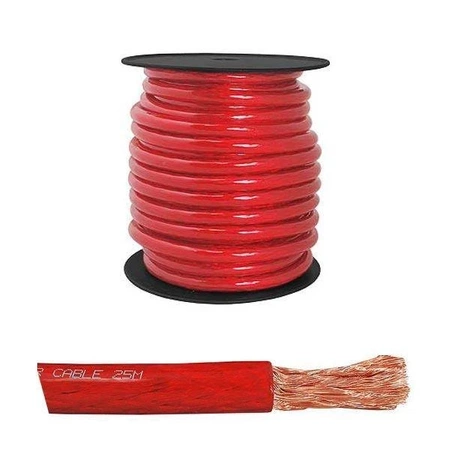Przewód zasilający Car Audio 0 Ga, średnica 15 mm, czerwony, 1 mb