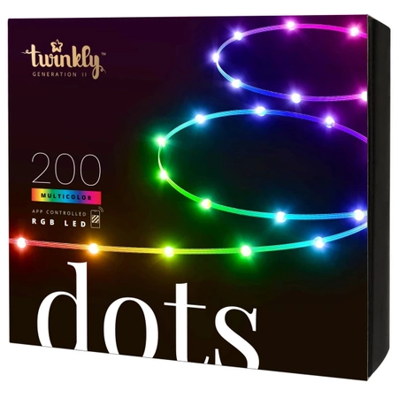 Twinkly Dots 200, dekoracyjne oświetlenie LED RGB 10m transparenty przewód