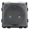 Moduł - Gniazdo elektryczne Schuko IP44 z klapką - czarny - Tawoia Glass