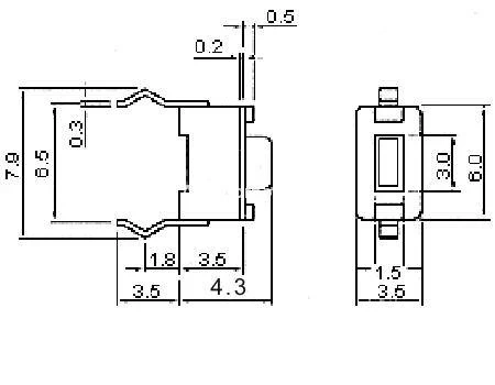 Mikroprzełącznik tact switch 0,8 mm THT 3 × 6 mm do montażu na PCB