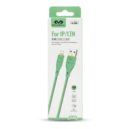 Kabel USB-A - Lightning, 2,4 A, 1 m, zielony, Miccell, MIC-004033