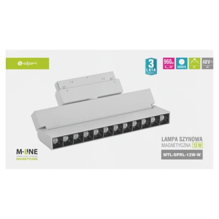 Reflektor szynowy magnetyczny liniowy regulowany 12W 960lm 4000K biały M-LINE