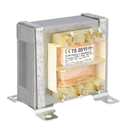 Transformator sieciowy TS 20/10, 20VA, 9V + 9V + 7,7V + 7,7V, 1A, 55 × 60 × 44mm, Indel