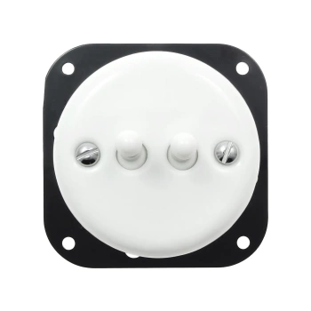 Włącznik światła podwójny dźwigniowy ceramiczny, okrągły podtynkowy biały Ceramic Loft