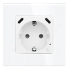 Gniazdo elektryczne Schuko z USB-C 20W z pomiarem energii (watomierz) WiFi i Bluetooth białe podtynkowe z ramką szklaną - TAWOIA Smart Home