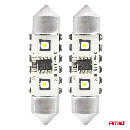 Żarówka samochodowa LED CANBUS Festoon C5W 39mm 12V / 24V AMIO-04249, 2szt