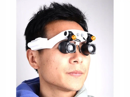 Lupa nagłowna, okulary zegarmistrzowskie, powiększenie 25x, 20 diod LED