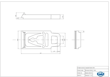 Obudowa modułowa na szynę DIN ZD1010J, 89,8 × 177,8 × 65,2 mm, ABS, szara, Kradex