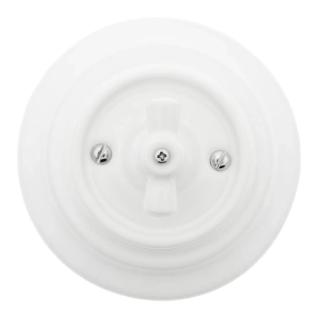 Włącznik światła schodowy obrotowy ceramiczny, okrągły z ramką, podtynkowy biały Ceramic Loft