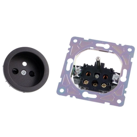 Gniazdo elektryczne z uziemieniem, montaż podtynkowy, kolor czarny OVAL Electromalt OVA1011B