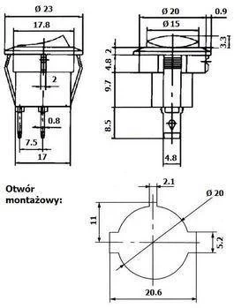 Przełącznik klawiszowy DC12V czerwony, podświetlany