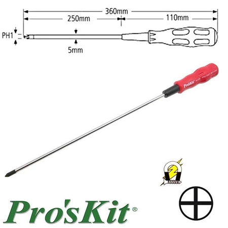 Wkrętak krzyżakowy PH1 Pro-Soft 360 mm, magnetyczny, ProsKit 89412B