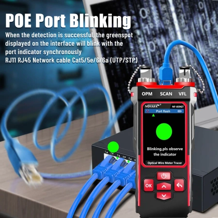 Profesjonalny tester kabli Ethernet i światłowodowych z funkcjami VFL, OPM, PoE oraz zaawansowaną diagnostyką NOYAFA NF-859GT
