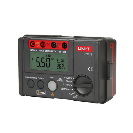 Miernik rezystancji izolacji Uni-T UT-501B, napięcie probiercze 250-1000 V, PI i DAR