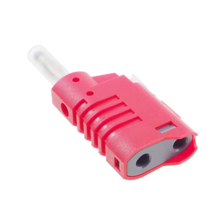 Wtyk bezpieczny 4mm z tuleją ruchomą i gniazdem 4mm do połączeń wieżowych, szybkozłącze, czerwony