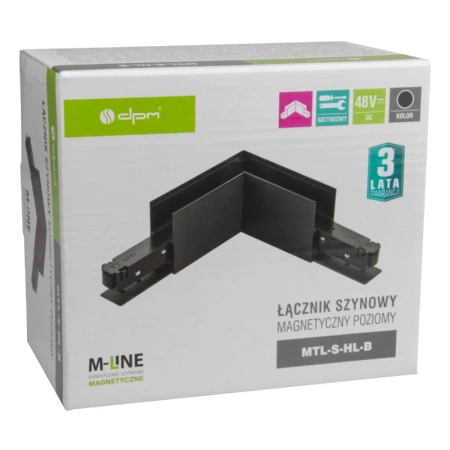 Łącznik kątowy do szyny magnetycznej poziomy natynkowy czarny M-LINE