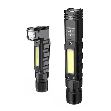 Latarka wielofunkcyjna Superfire G19, 200 lm, zasięg 200 m, 800 mAh, 5 tryby, boczna lampa COB