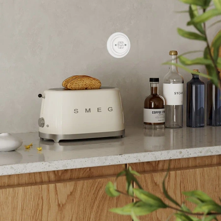 Włącznik światła krzyżowy kołyskowy ceramiczny, okrągły podtynkowy biały Ceramic Loft