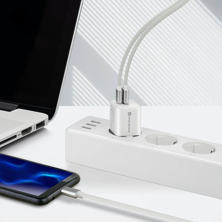 Ładowarka sieciowa everActive GaN SC-330Q z gniazdem USB QC3.0 oraz USB-C PD 20W
