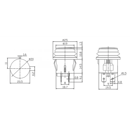 Przełącznik samochodowy ASW-29D 12V/20A zielony on-off
