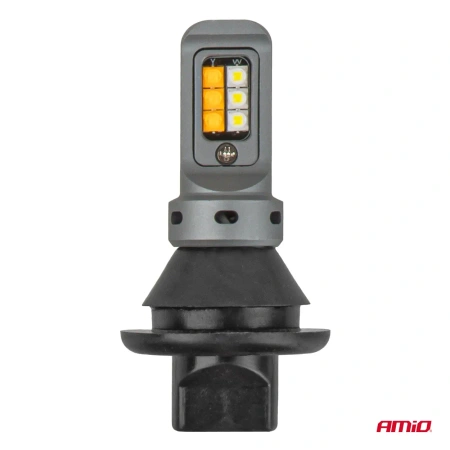 Żarówki LED 2w1 DRL i kierunkowskaz 1156 (BA15S), 12 diod SMD 3535, z przekaźnikiem - AMiO 05005
