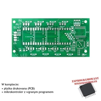 Moduł wyświetlacza LED sterowany I2C, PCB i mikroprocesor do projektu AVT5147