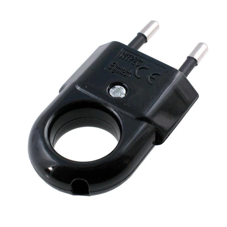 Wtyk sieciowy płaski, 2.5A 250V, z uchwytem, czarny