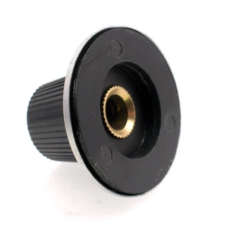 Gałka z kołnierzem do potencjometru na oś 6mm - 24x14mm - czarno-srebrna - RN-117B