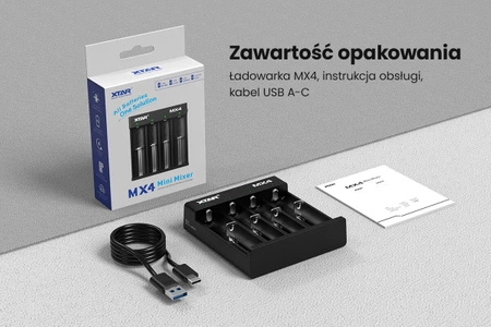 Ładowarka 4-kanałowa do ogniw Li-ion 1,5 V i 3,7 V, LiFePO4 oraz Ni-MH, Xtar MX4