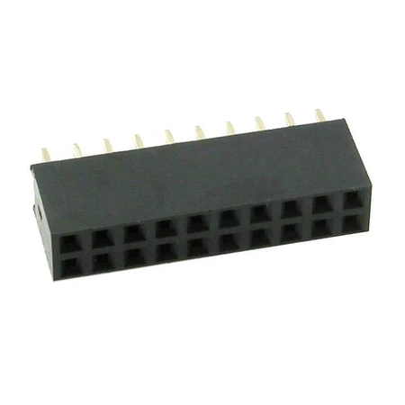 Gniazdo dwurzędowe 2x10pin, r2.54, proste