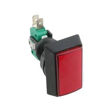 Przycisk arcade do gier HG1-7S czerwony prostokątny chwilowy ON-(ON) 40x23mm podświetlany 12V